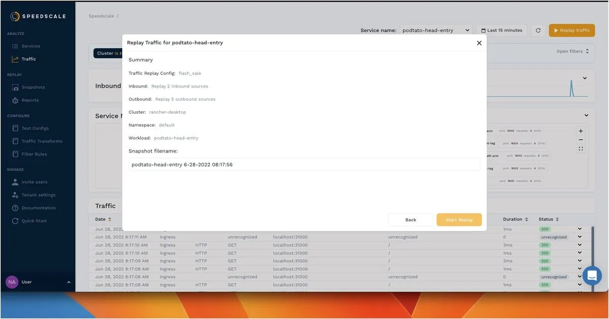 Replaying the captured traffic for test execution is very simple.