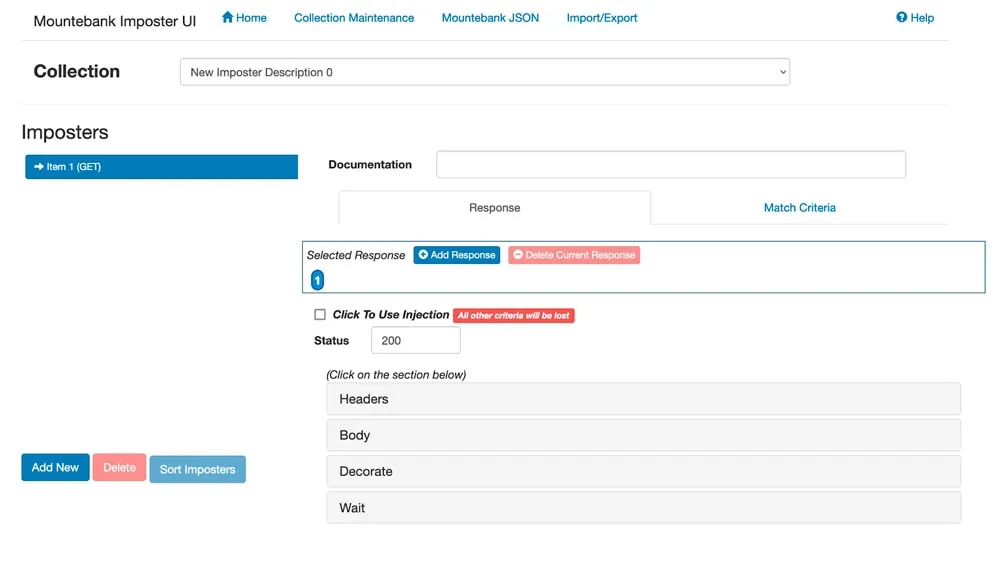 Mountebank Imposter UI