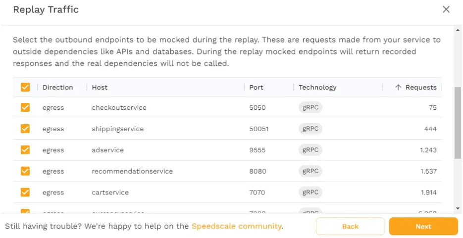 Speedscale Outbound Traffic
