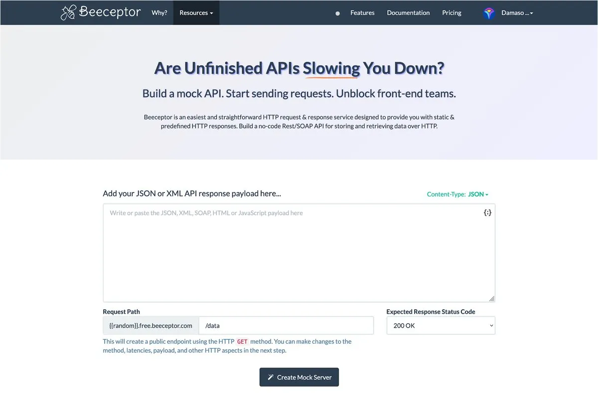 Building a custom mock is also straightforward: