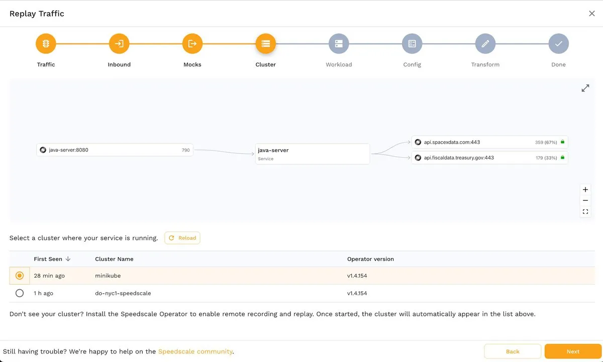 Replay multiple clusters