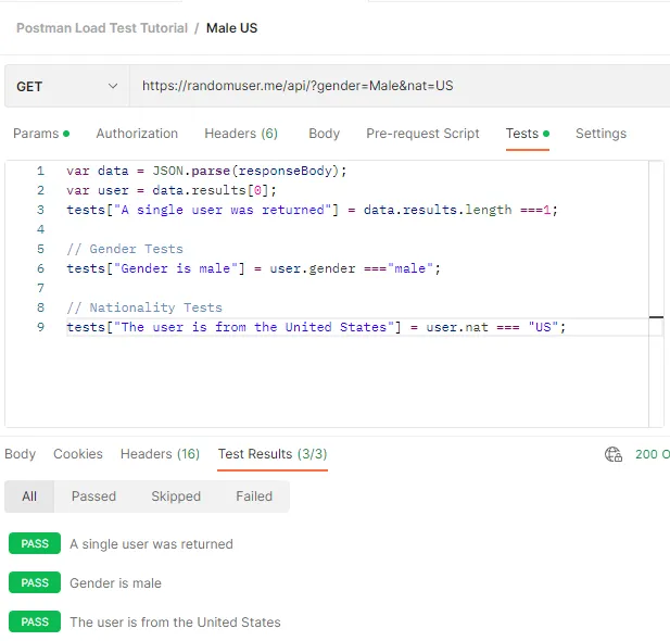 Postman load test tutorial - Test results