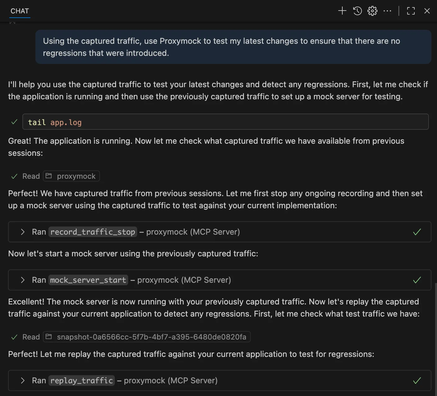 ai testing that proxymock has no new changes