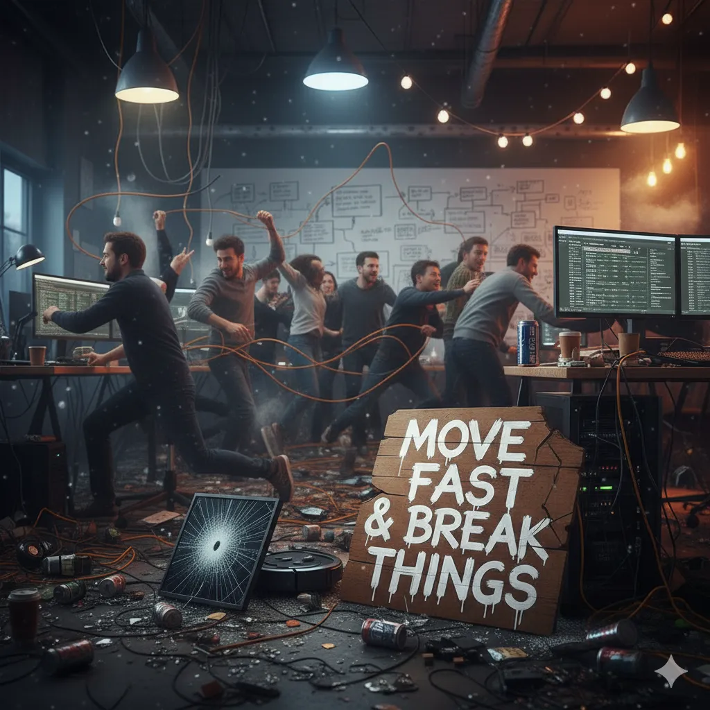 AI generated image of people destroying an office