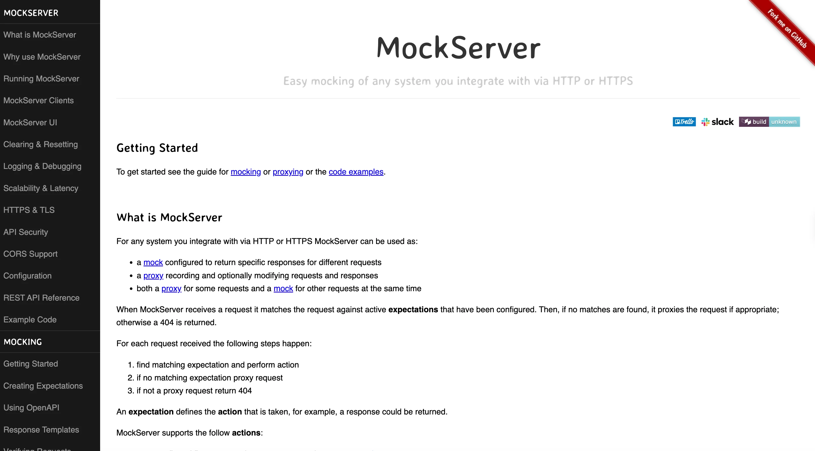 MockServer front page
