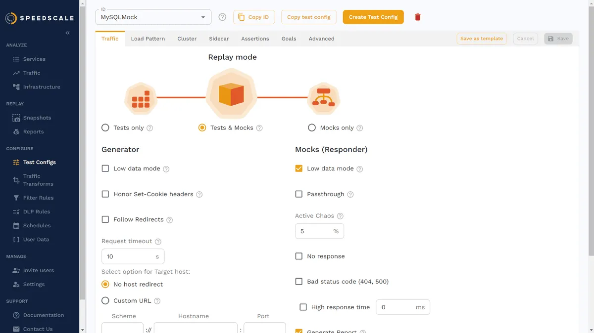 Speedscale test configuration