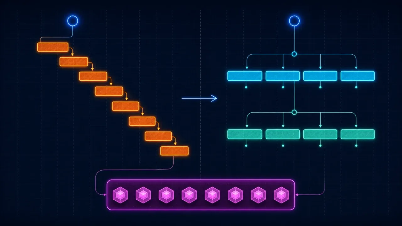 The serial baseline runs eight dependency calls one after another, while bounded concurrency runs the same eight calls in two waves of four against the same recorded input.