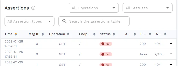 Screenshot of report in WebUI