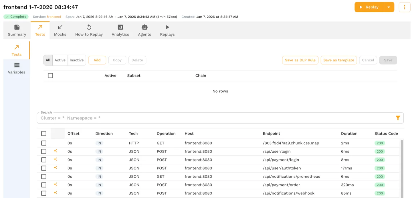 Example snapshot interface