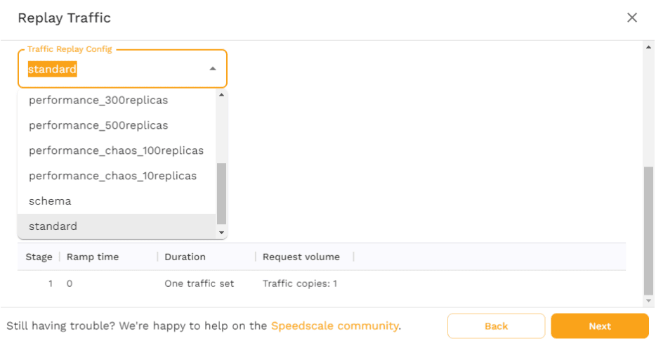 Speedscale Traffic Replay Config