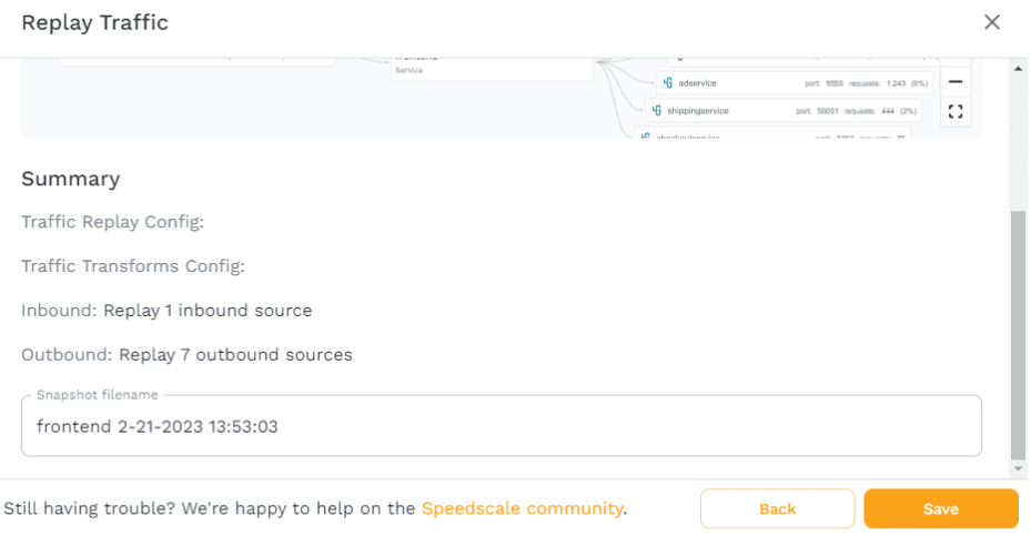 Speedscale Traffic Replay Settings Overview