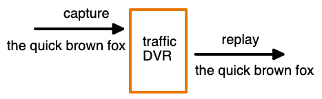 Traffic replay DVR metaphor of an exact reproduction