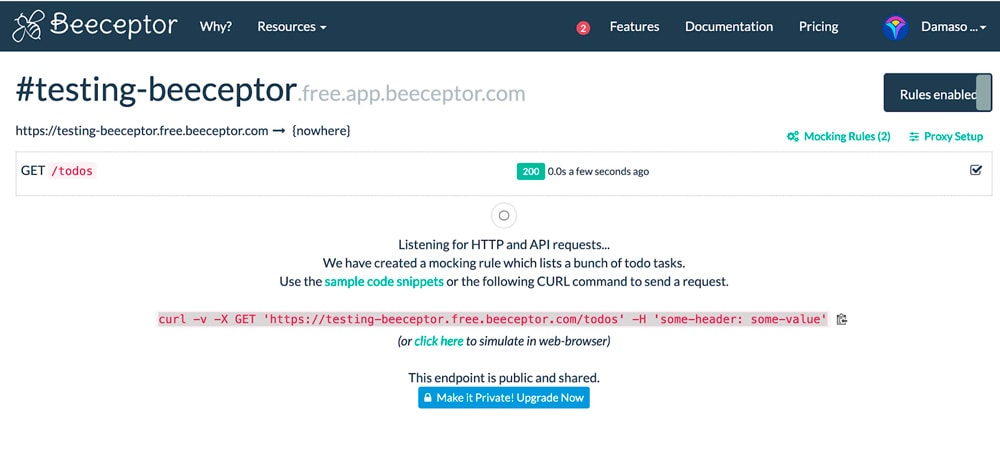 Beeceptor API mocking