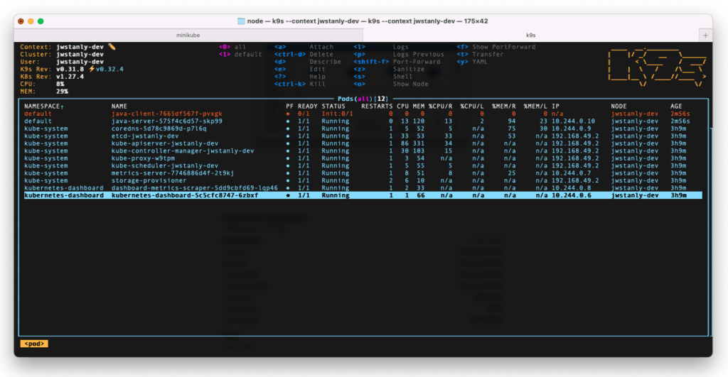 k9s open in a terminal