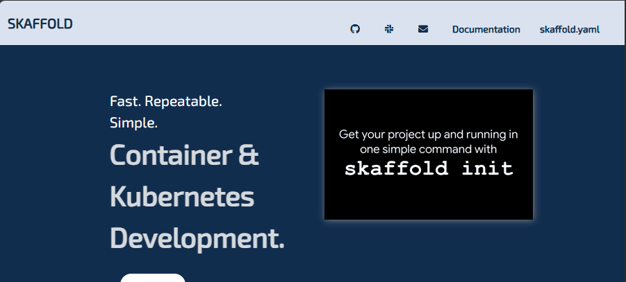 Screenshot of Skaffold's homepage—enabling developers to run cloud-native software locally