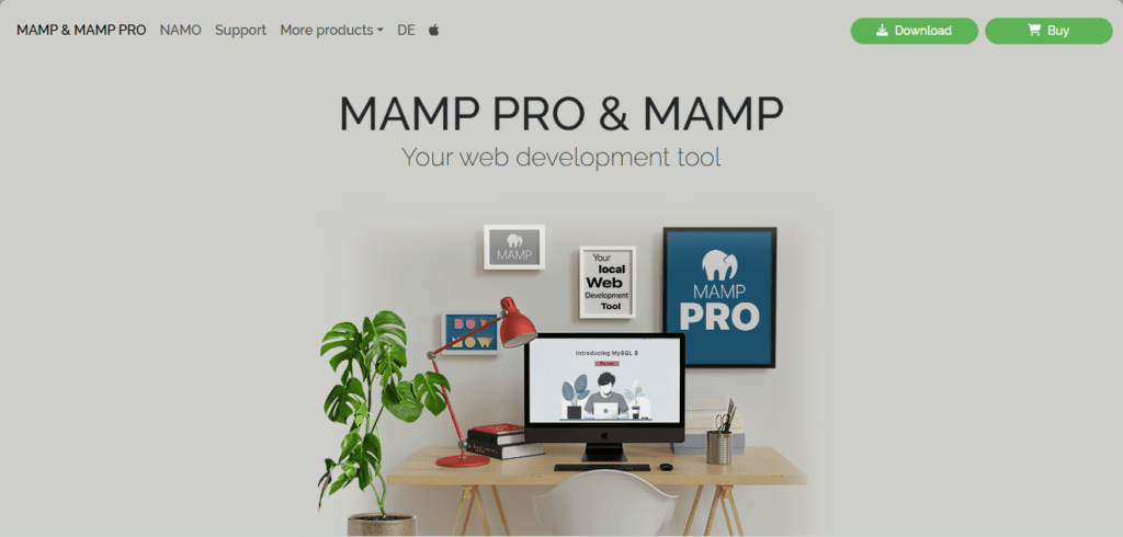 Screenshot of MAMP's homepage, a good solution for local WordPress sites.