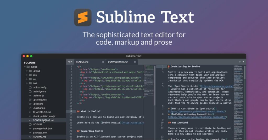 Screenshot showing the Sublime Text editor.