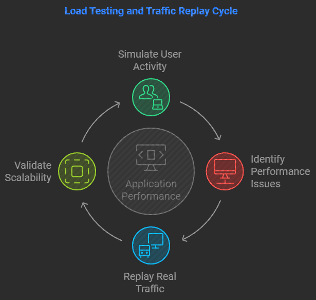 Cycles of load testing with traffic replay