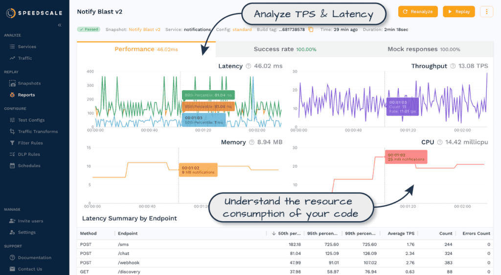 Speedscale performance and load test report